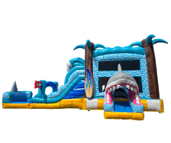 Shark Beach Dual Lane Bounce House with Slide (Wet/Dry)