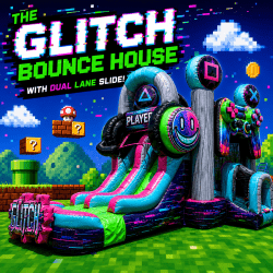 Glitch Gamer Bounce House with Dual lane slide