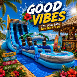 22ft Good Vibes Dual Lane Slide with Slip N Slide