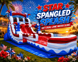 18ft Star Spangled Splash Hybrid Dual Lane Inflatable Water 